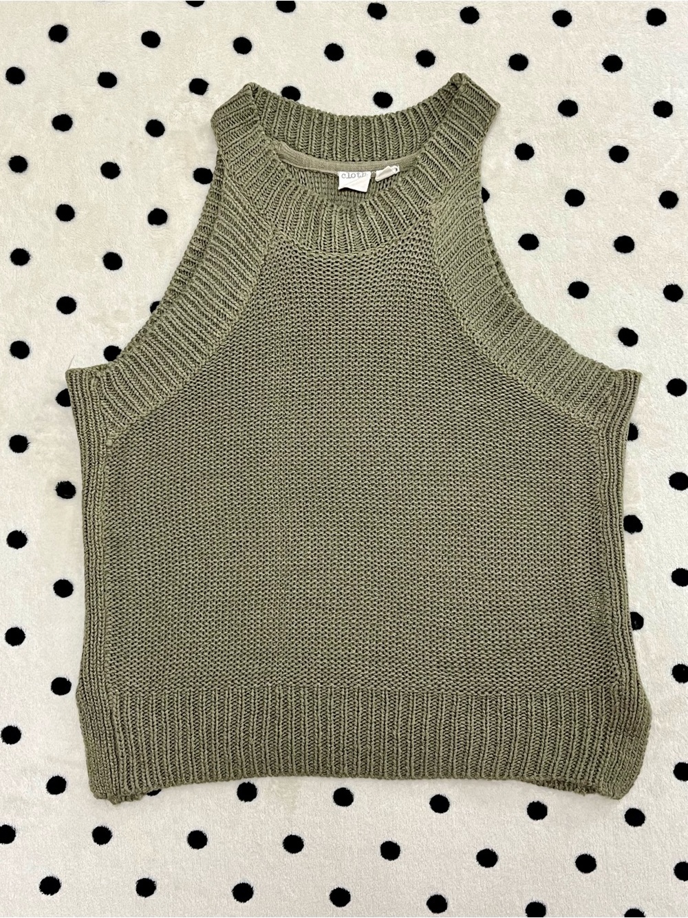 Cloth by Anthropologie Olive Green High Neck Knit Sweater Tank Size S